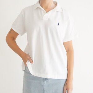 Ralph Lauren White Classic Fit Cotton Polo Shirt Preppy Minimal Top XL